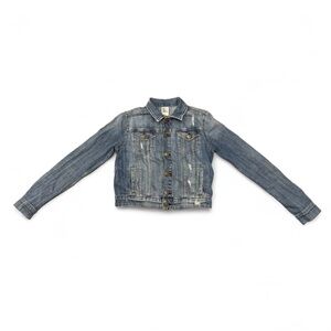 H&M - Women’s Distressed, Blue Denim Jean Jacket
